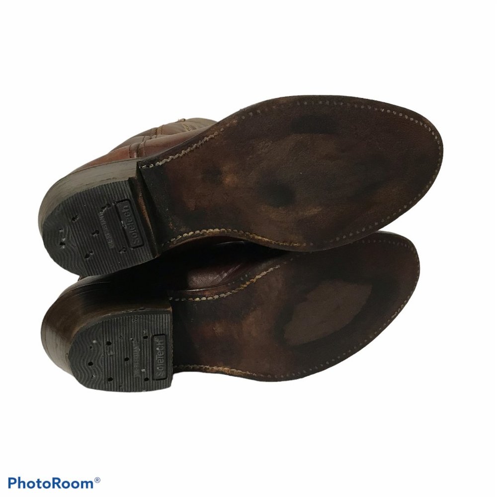 Double H Mens 9.5D Brown Leather Western Heeled Boots U.S.A. - Picture 11 of 12